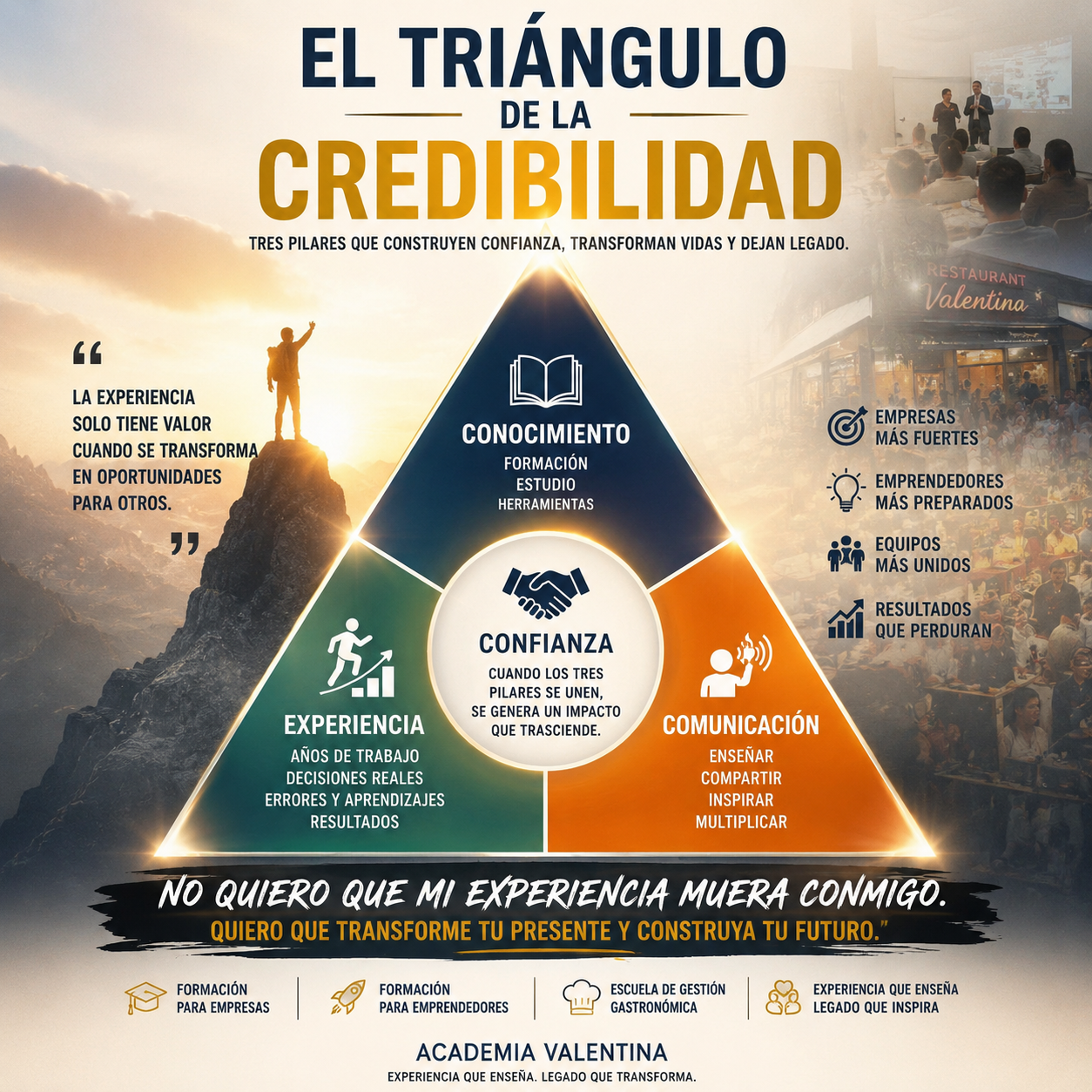Infografía del Triángulo de la Credibilidad de Academia Valentina